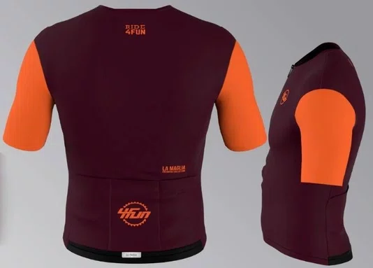 Jersey Ciclismo Cadence Premium Manga Curta Bordo/Laranja 4Fun La Maglia