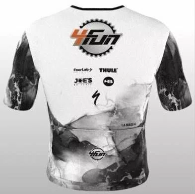 Jersey Ciclismo Champs Manga Curta Branco Cinza Team 4Fun La Maglia