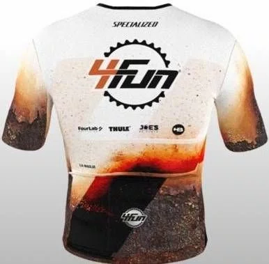 Jersey Ciclismo Champs Manga Curta Branco Marrom Team 4Fun La Maglia