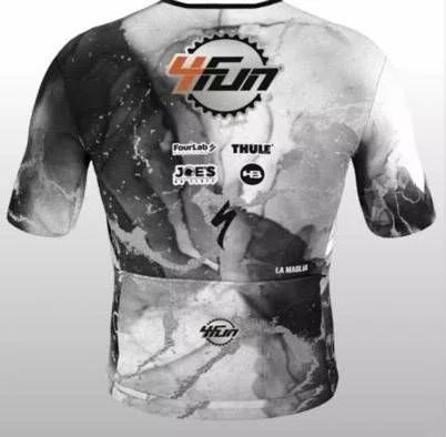 Jersey Ciclismo Champs Manga Curta Cinza Preto Team 4Fun La Maglia
