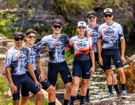 Jersey Ciclismo Champs Manga Curta Cinza Preto Team 4Fun La Maglia
