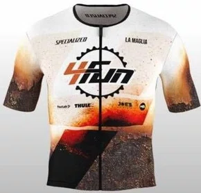 Jersey Ciclismo Champs Manga Curta Branco Marrom Team 4Fun La Maglia