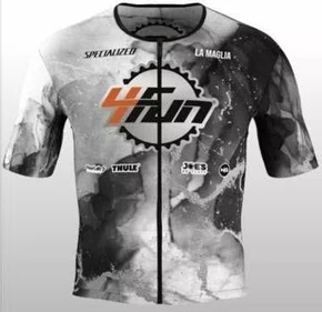 Jersey Ciclismo Champs Manga Curta Cinza Preto Team 4Fun La Maglia